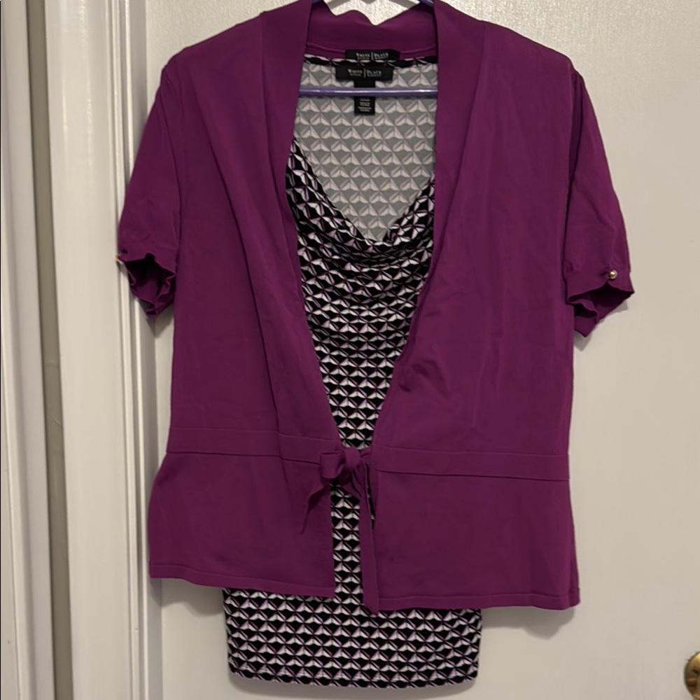 White House Black Market sleeveless camisole and short sleeve tie cardigan